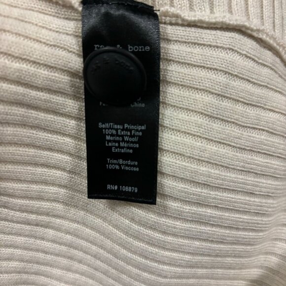 Rag & Bone Reanna Draped  Asymmetrical Ribbed Wool Poncho Sweater Size XS Ivory - Picture 9 of 9